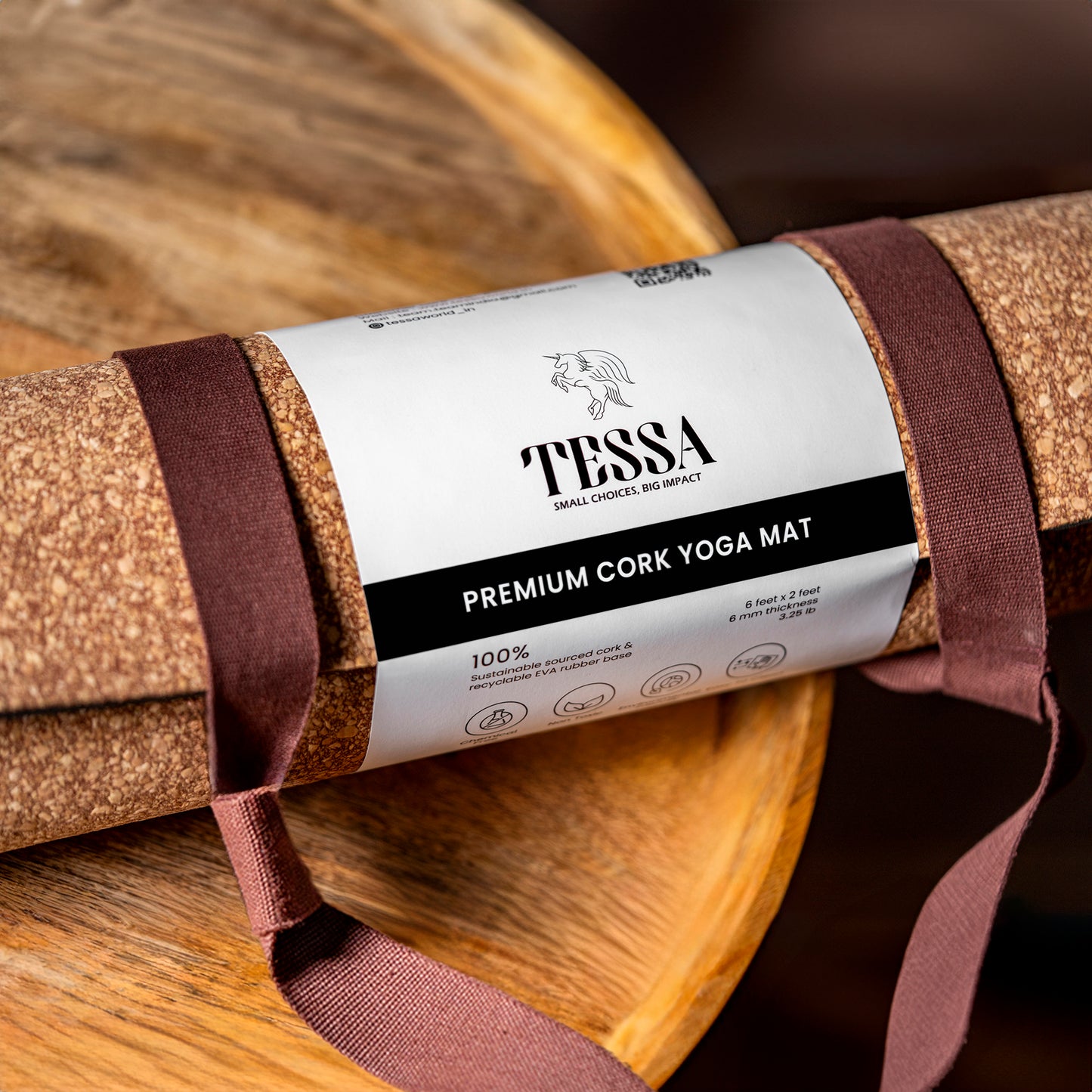 Tessa - Premium Cork Yoga Mat for Men and Women (6mm)
