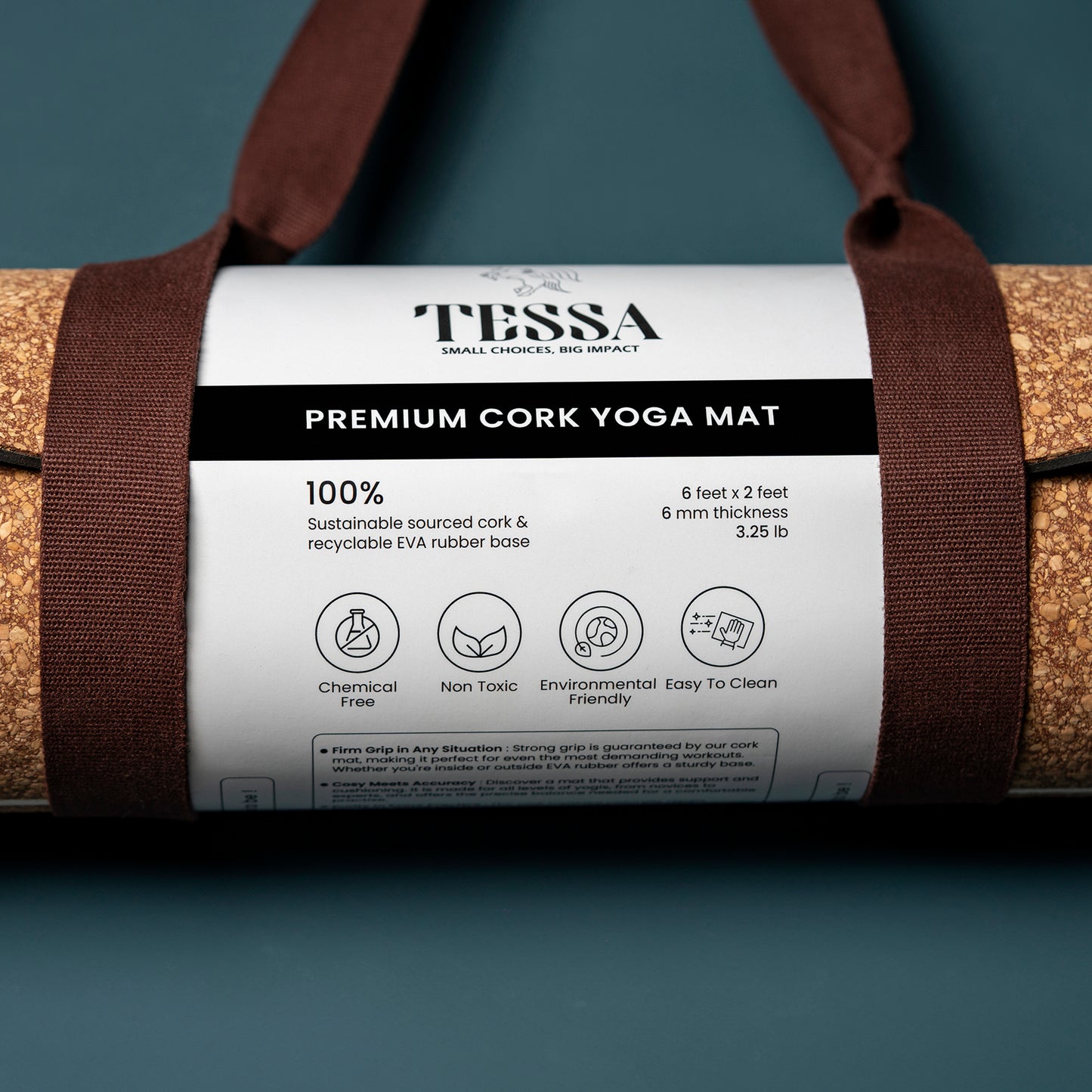 Tessa - Premium Cork Yoga Mat for Men and Women (6mm)