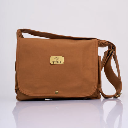 Tessa Canvas Messenger Sling Bag – Earth Brown