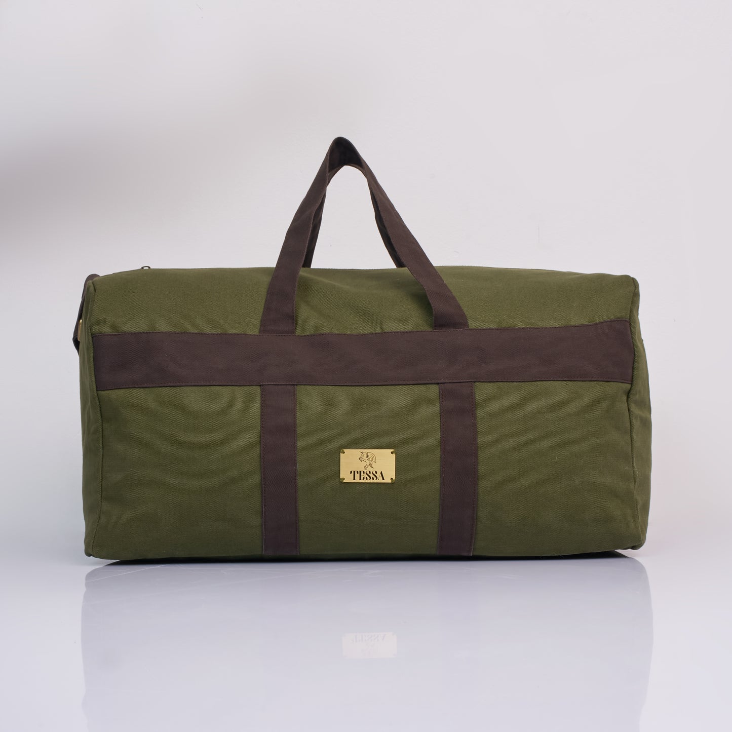 Tessa Green Duffle Bag – 40L Duck Canvas Weekend Travel Bag with Metal Zipper