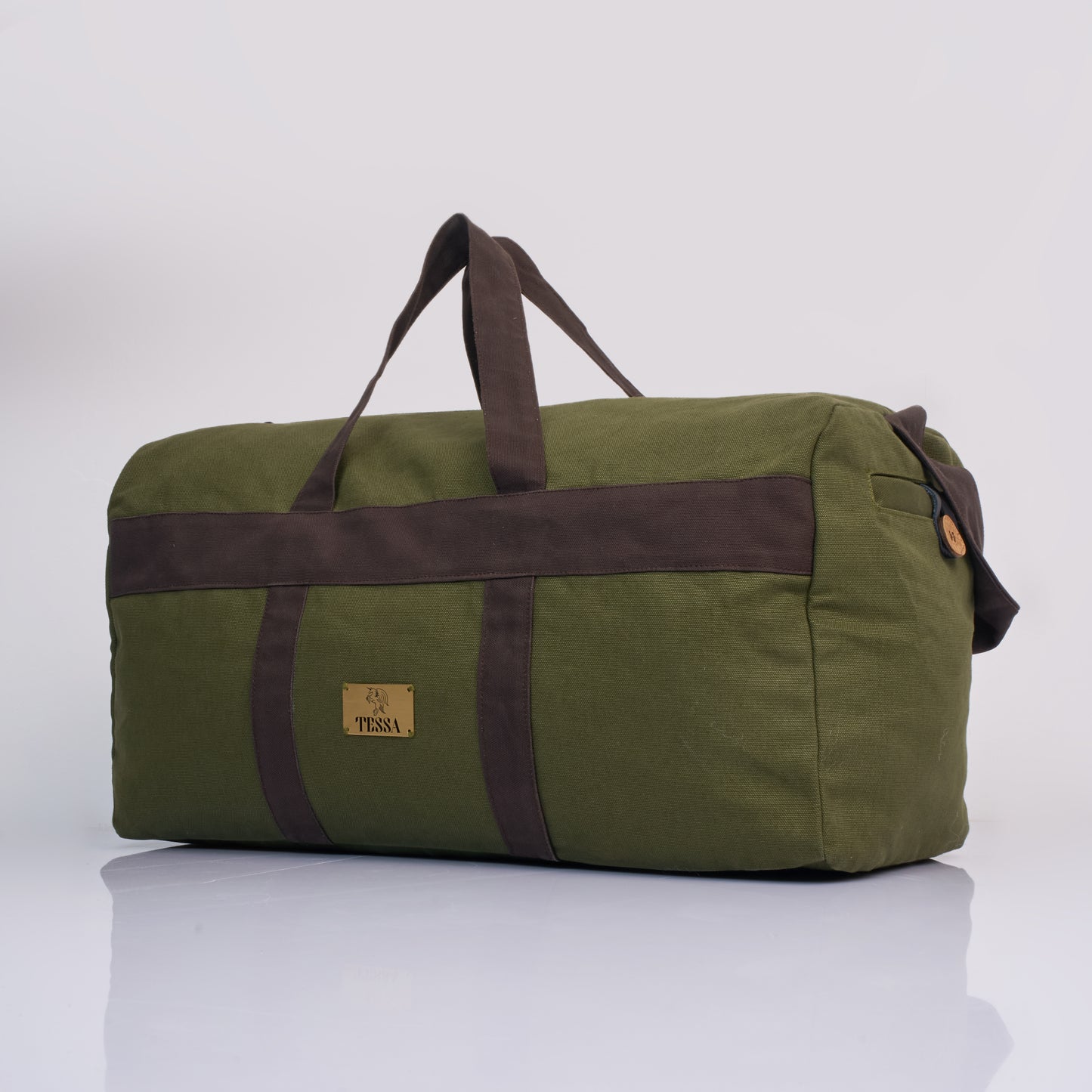 Tessa Green Duffle Bag – 40L Duck Canvas Weekend Travel Bag with Metal Zipper