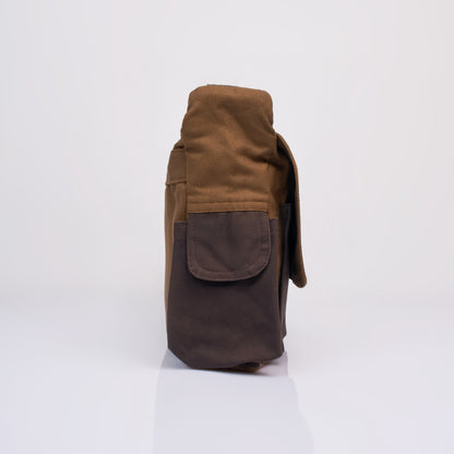 Tessa Dual-Tone Canvas Messenger Bag – Brown