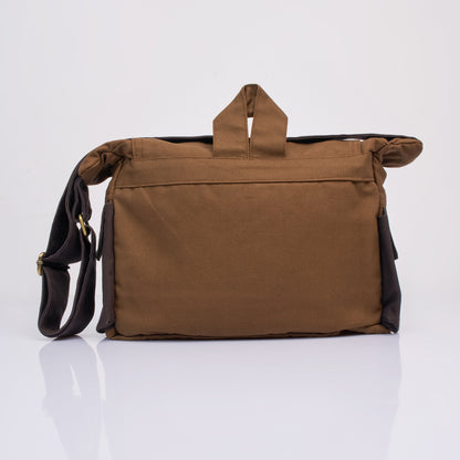 Tessa Dual-Tone Canvas Messenger Bag – Brown