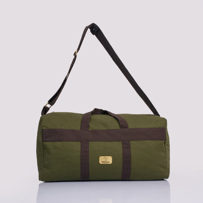 Tessa Green Duffle Bag – 40L Duck Canvas Weekend Travel Bag with Metal Zipper