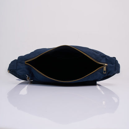 Tessa Organic Canvas Sling Bag – Navy Blue & White