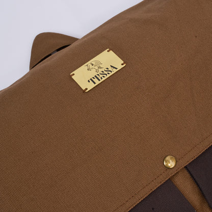 Tessa Dual-Tone Canvas Messenger Bag – Brown